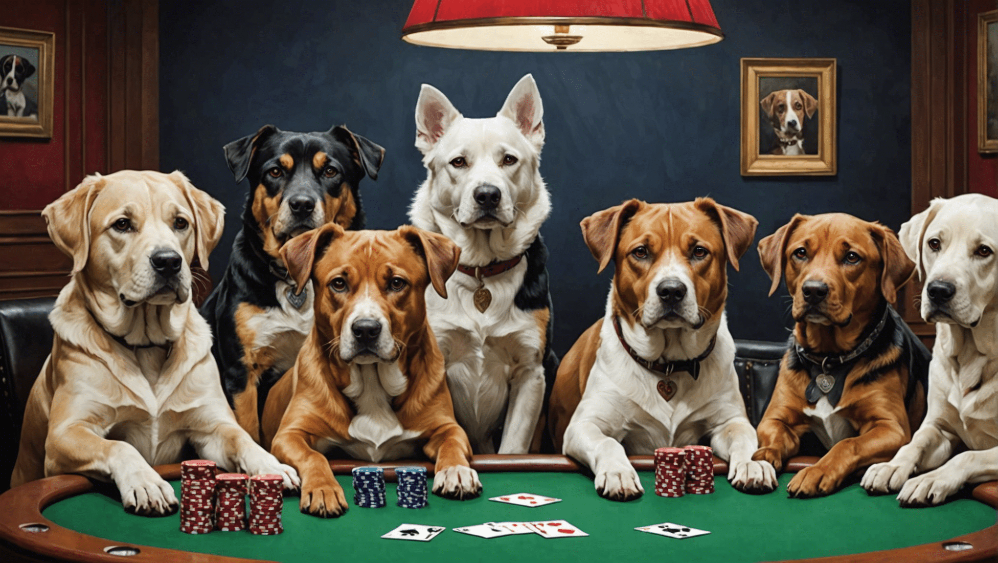 découvrez quand les chiens se mettent au poker sur une toile dans cette histoire pleine d'humour et de mystère.