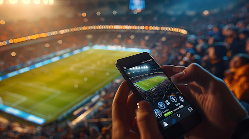 telephone portable au stade