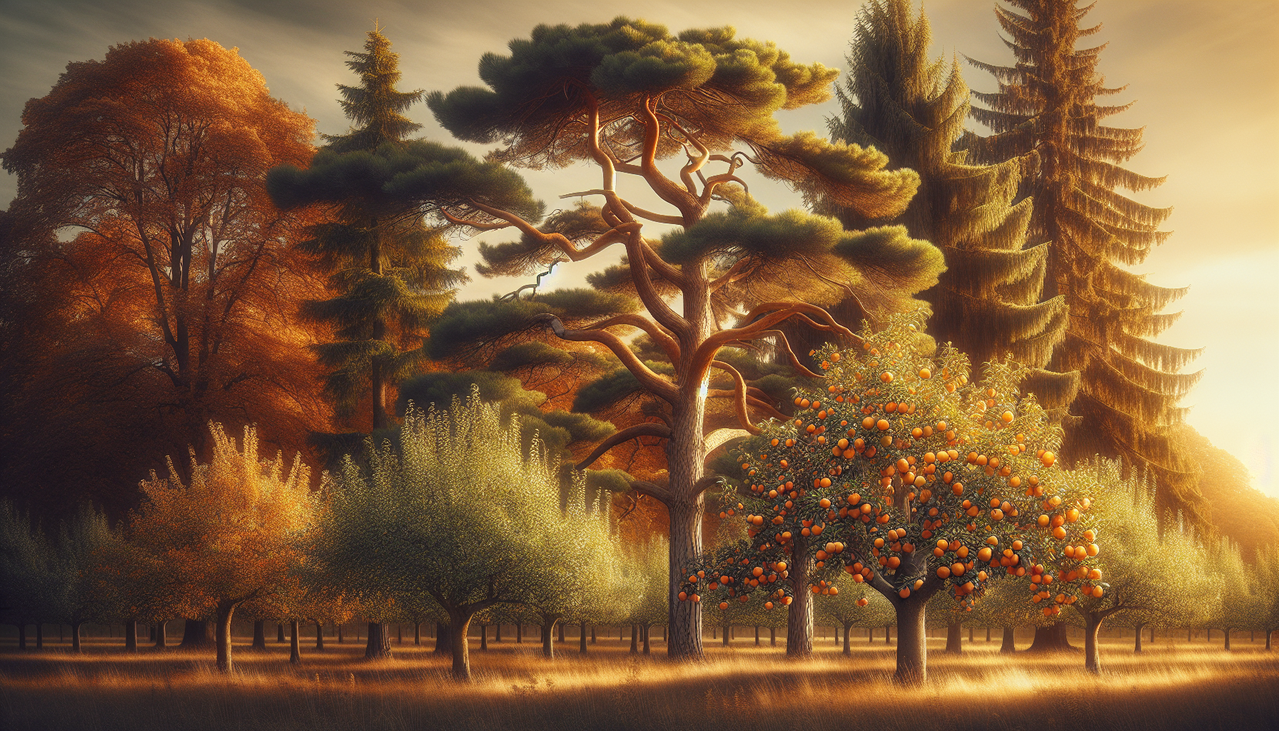 Arbre en P: pin, peuplier, poirier, plaqueminier.