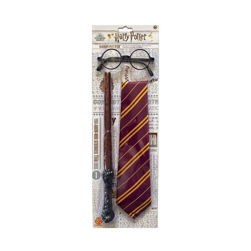 Kit d'accessoires Harry Potter avec lunettes, baguette et cravate