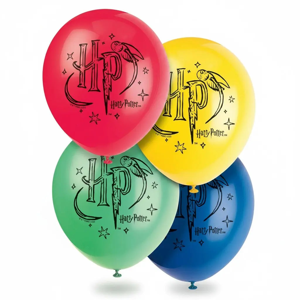8 Ballons Latex Harry Potter - 4 Couleurs Maisons 30 cm