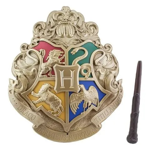 Blason de Poudlard Lampe avec Baguette Harry Potter