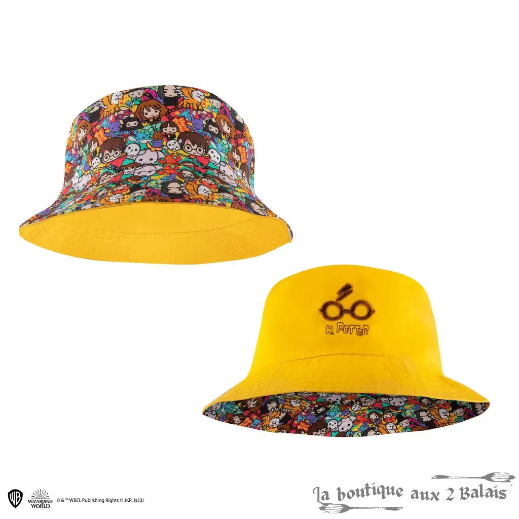 Bob Réversible Funky Harry, Unisexe Coton Brodé 60 cm Harry Potter