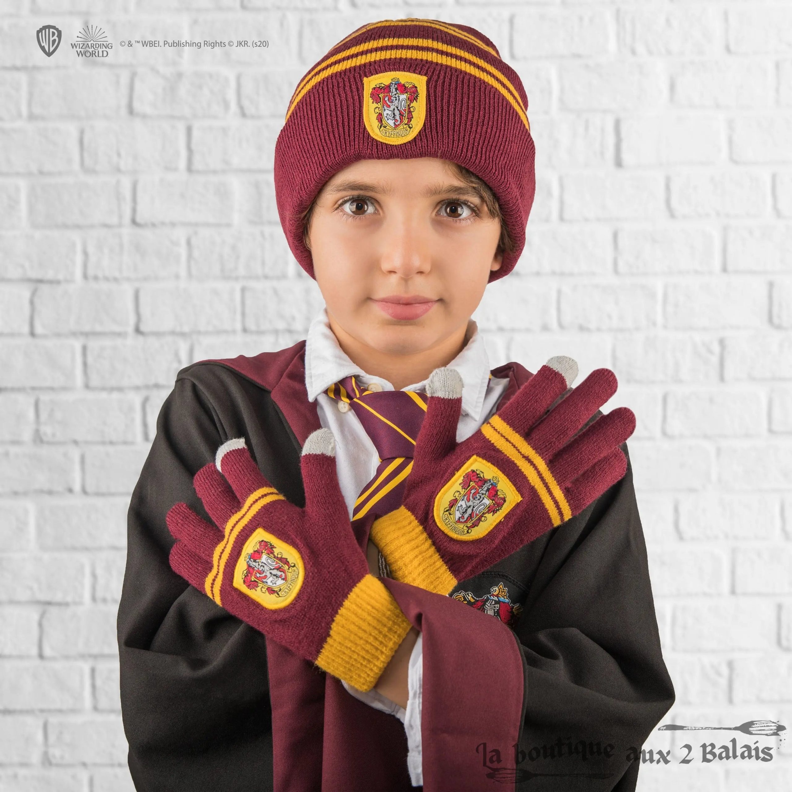 Bonnet & Gants Tactiles Gryffondor Enfants, Acrylique doux Harry Potter