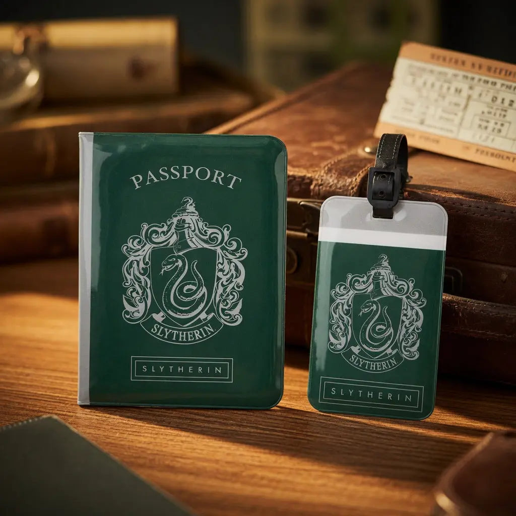 Couverture de Passeport et Étiquette Bagage Serpentard Harry Potter