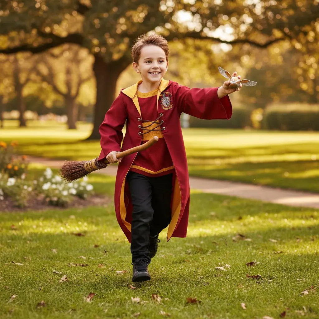 Déguisement Quidditch Gryffondor Enfant - Cape Rouge et Or 5-10 ans Harry Potter