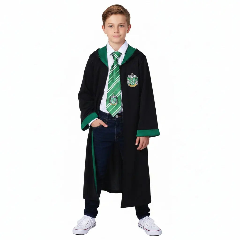 Déguisement Serpentard Enfant - Robe Sorcier avec Capuche 7-14 ans Harry Potter