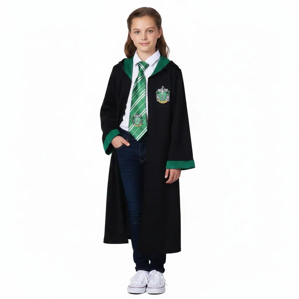 Déguisement Serpentard Enfant - Robe Sorcier avec Capuche 7-14 ans Harry Potter