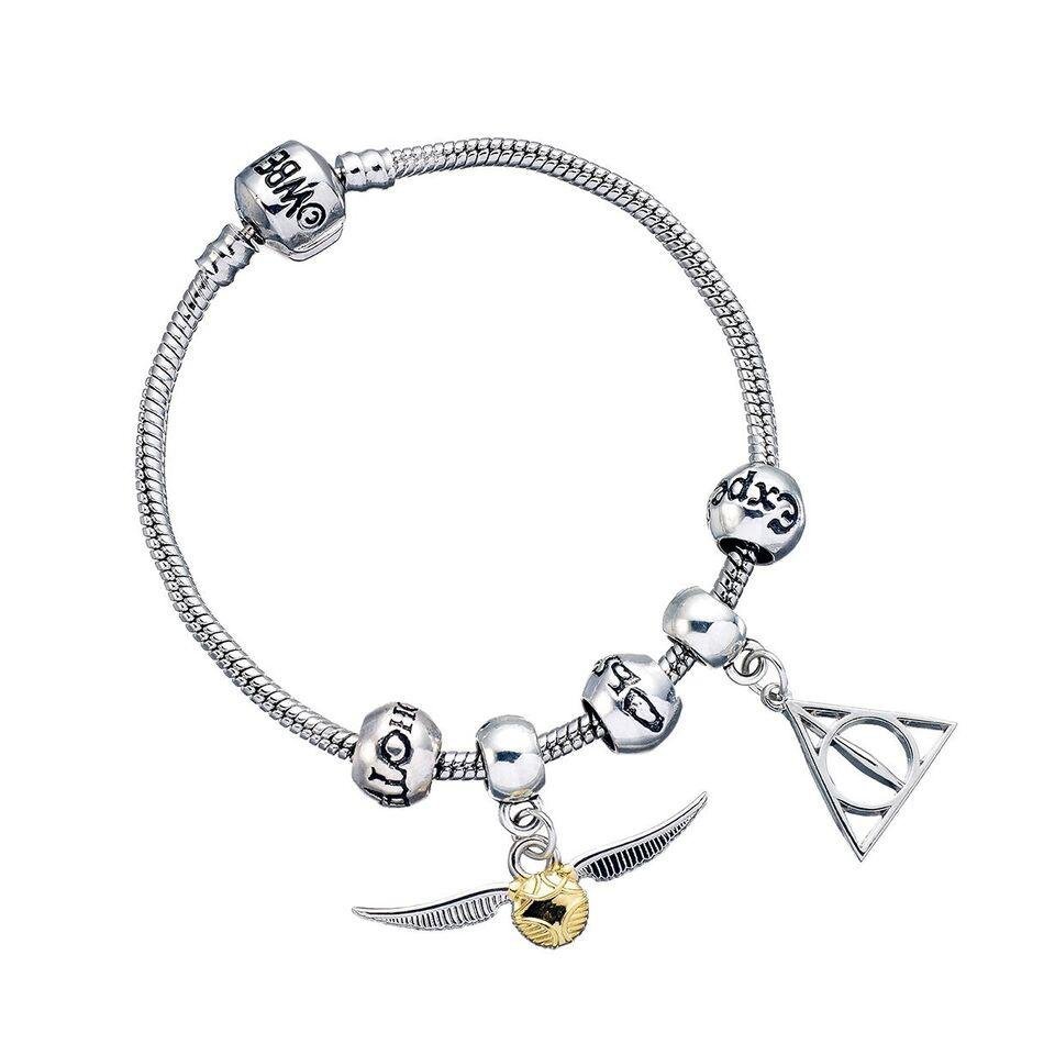 Bracelet Harry Potter plaqué argent avec 2 Charms et 3 Perles