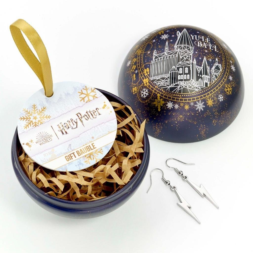 Boule de Noël cadeau Harry Potter avec boucle d’oreilles Éclair
