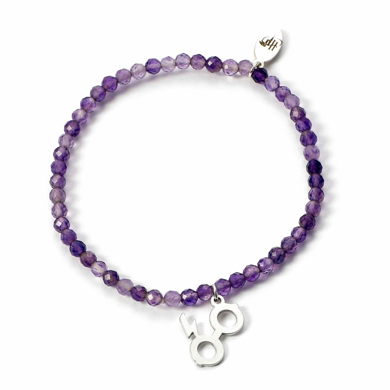 Bracelet Harry Potter en perles avec éclair et lunettes argent