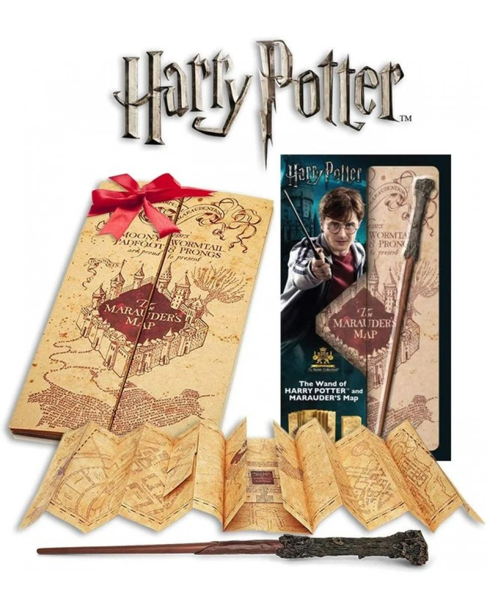 Coffret Harry Potter avec baguette d'Harry et carte du Maraudeur
