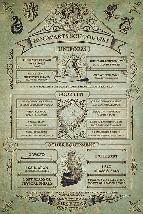 Poster Harry Potter - Liste des Fournitures (61X91cm)