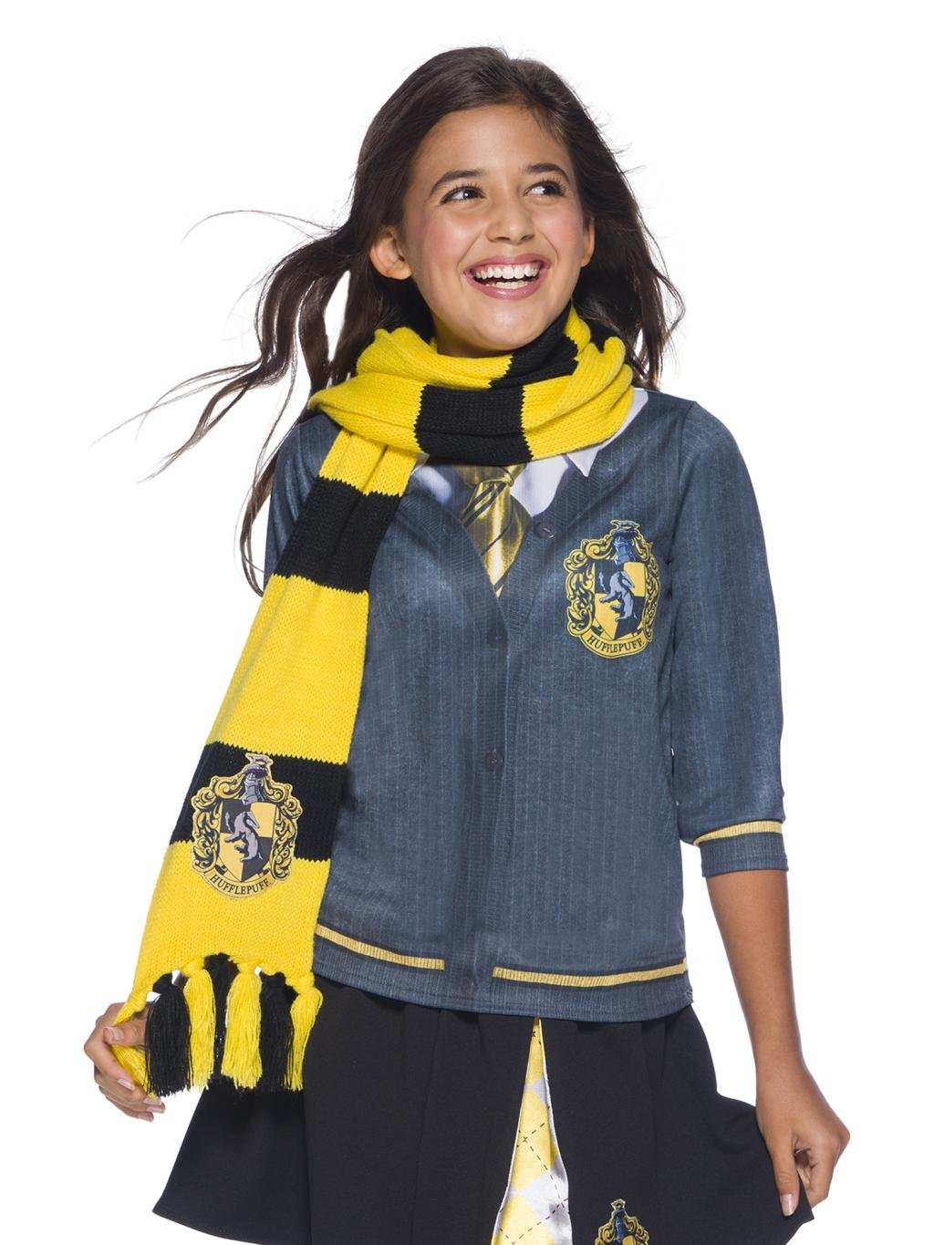 Écharpe tricotée Harry Potter Poufsouffle à rayures jaunes et noires
