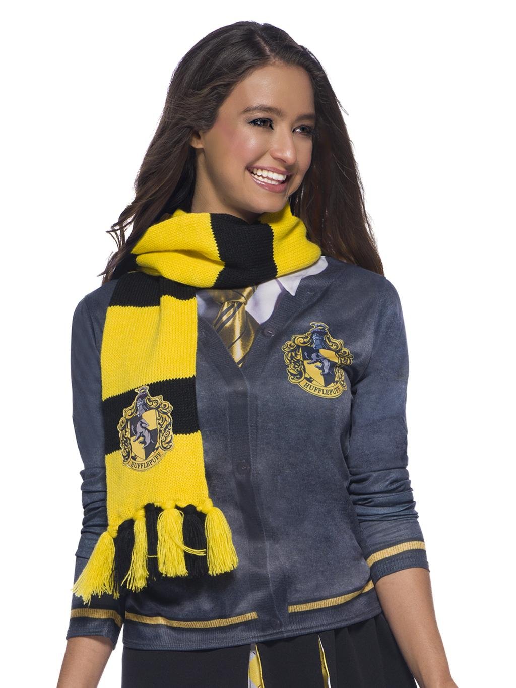 Écharpe tricotée Harry Potter Poufsouffle à rayures jaunes et noires