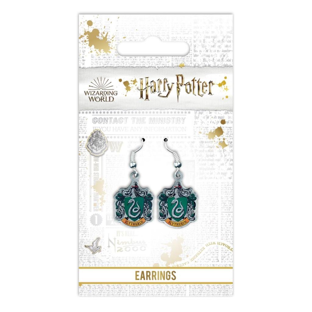 Boucles d’oreilles Harry Potter pendantes avec emblème Serpentard