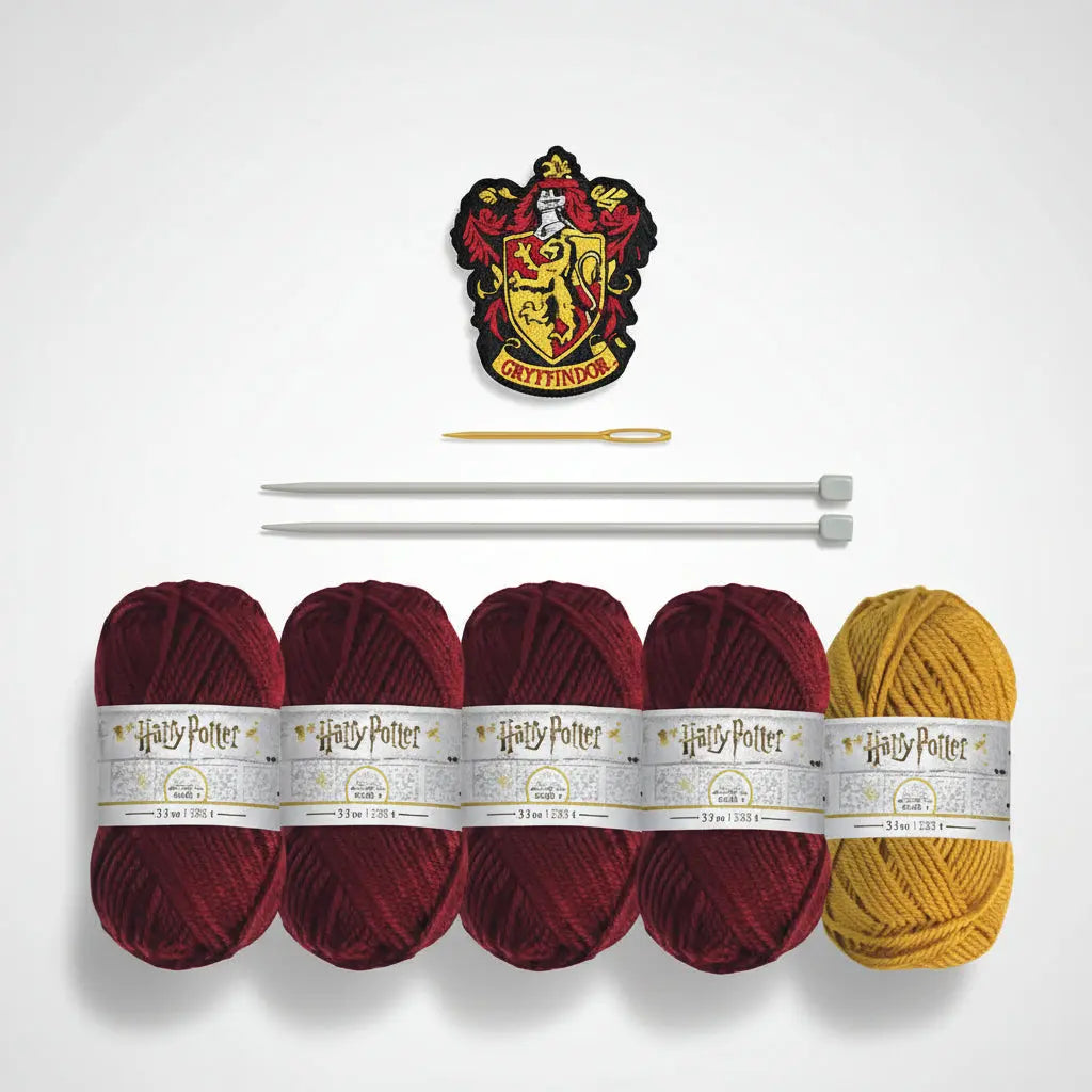 Kit Tricot Écharpe Gryffondor, Aiguilles 3,5 mm et Patch