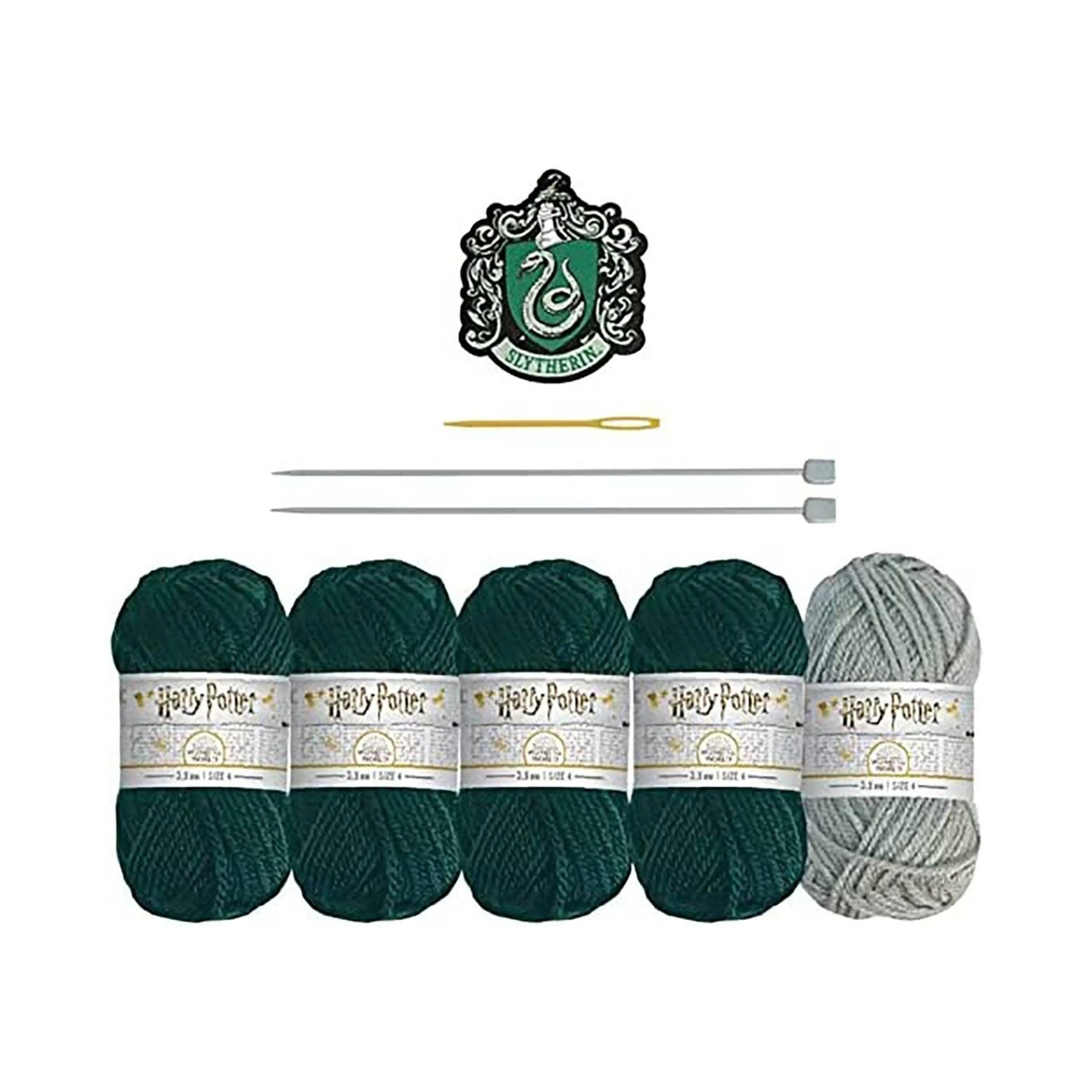 Kit tricot écharpe Serpentard - aiguilles 3,5 mm et patch brodé