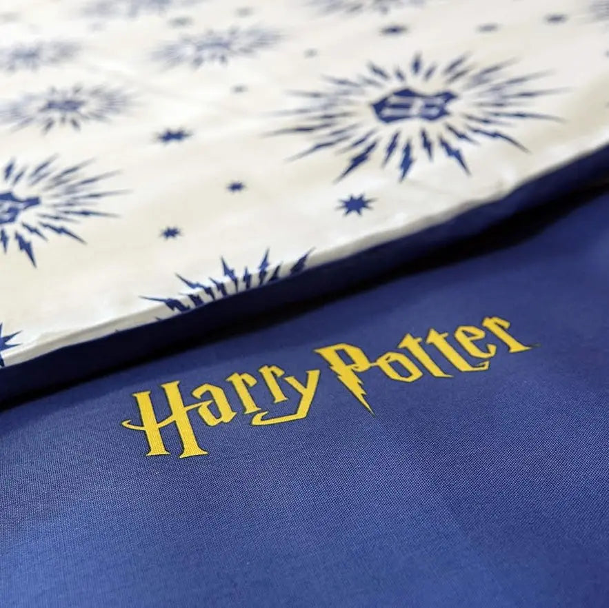 Parure Housse Couette Bleue Hogwarts Coton 140x200 Harry Potter
