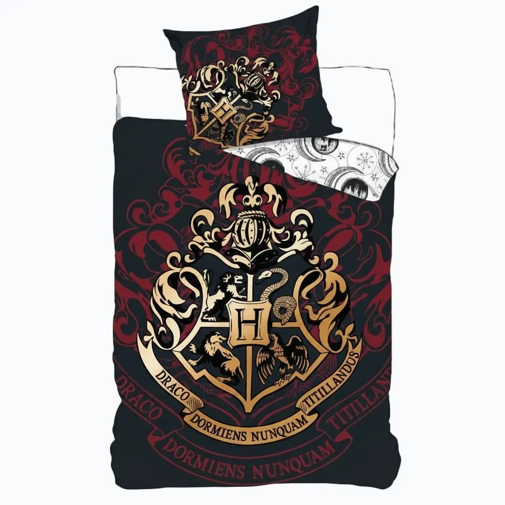 Parure Housse Couette Hogwarts Dorée 140x200 cm, Coton 100% Harry Potter