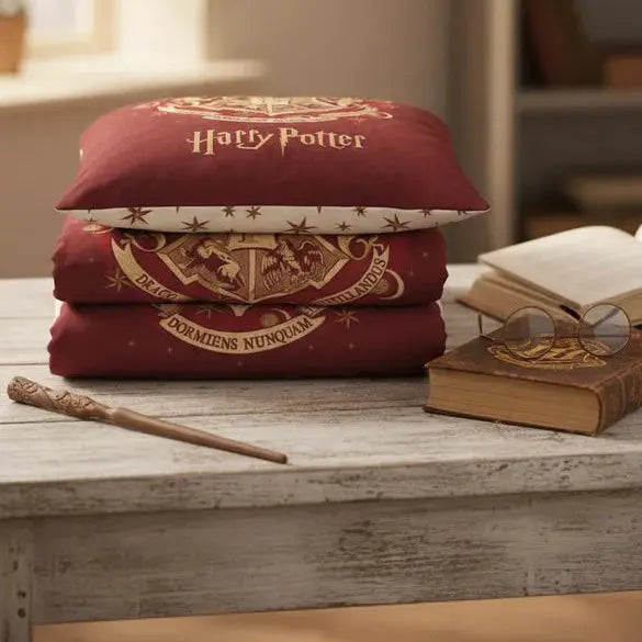 Parure Housse Couette Rouge Hogwarts 140x200 cm, Coton 100% Harry Potter