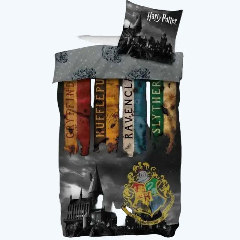 Parure de lit Harry Potter Hogwarts Noire, 100% Coton 140x200