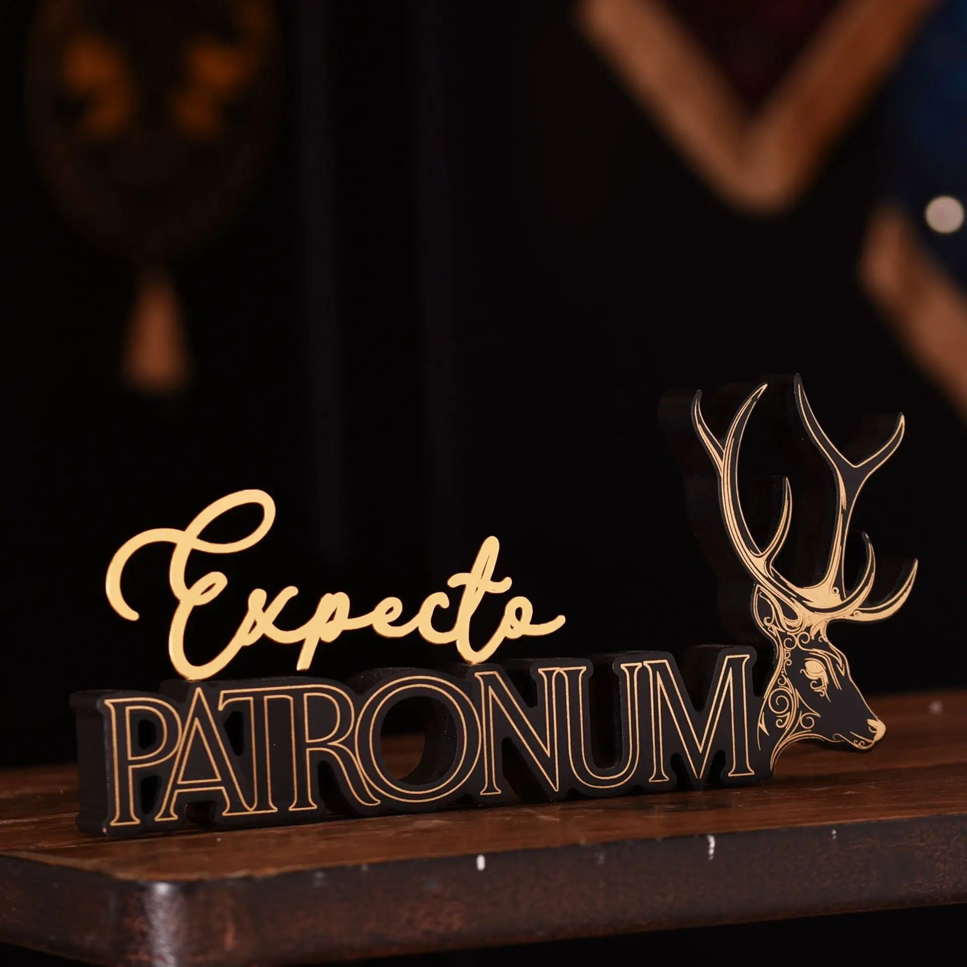 Plaque décorative Expecto Patronum en bois, 290 x 130 mm