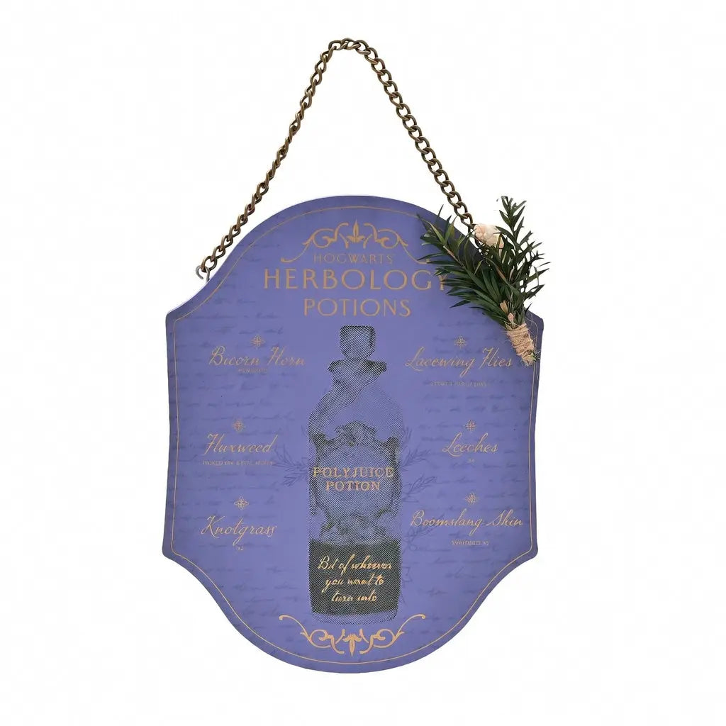 Plaque en bois Herbology Potions violette 23,5 cm