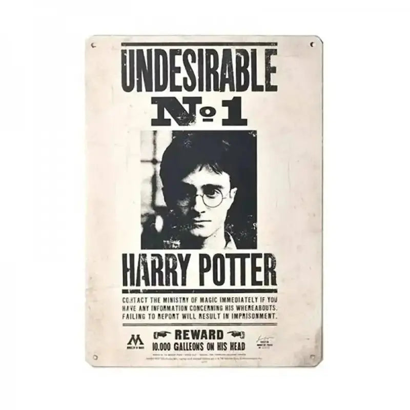 Plaque métal Harry Potter Undesirable N°1 - 15 x 21 cm