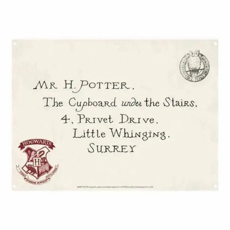 Plaque métal Lettre de Poudlard 21 x 15 cm