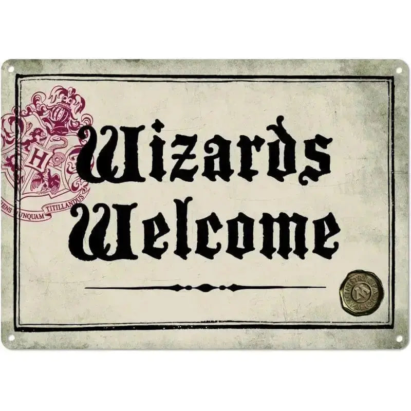 Plaque en métal Wizards Welcome 21 x 15 cm