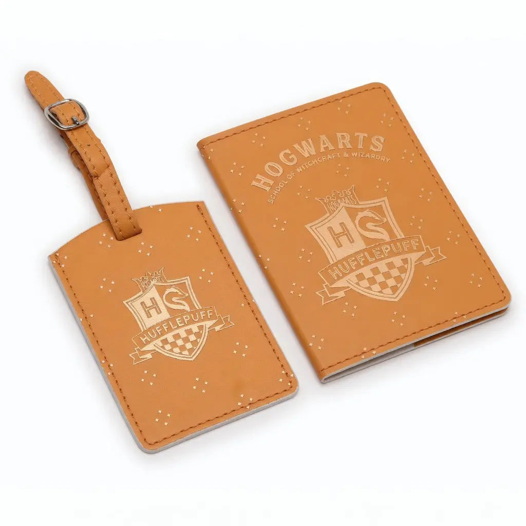 Porte-Passeport et Étiquette Bagage Poufsouffle - Cuir PU Harry Potter