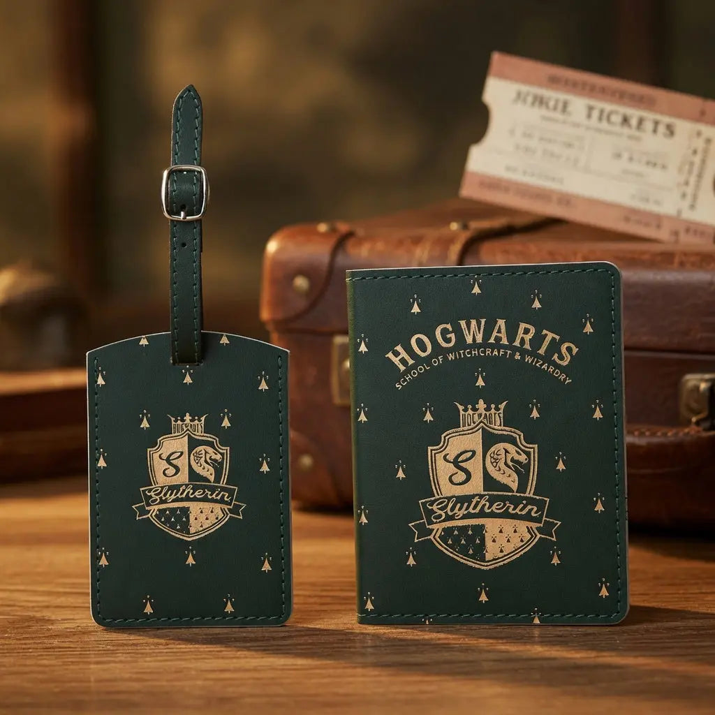 Porte-Passeport et Étiquette Bagage Serpentard - Cuir PU Harry Potter