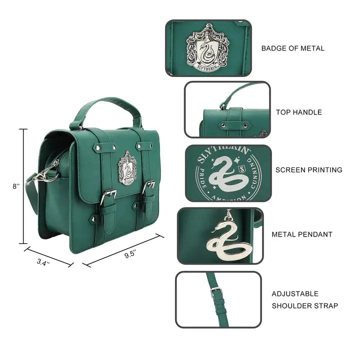 Sac À Main Cartable Serpentard Avec Charms Harry Potter