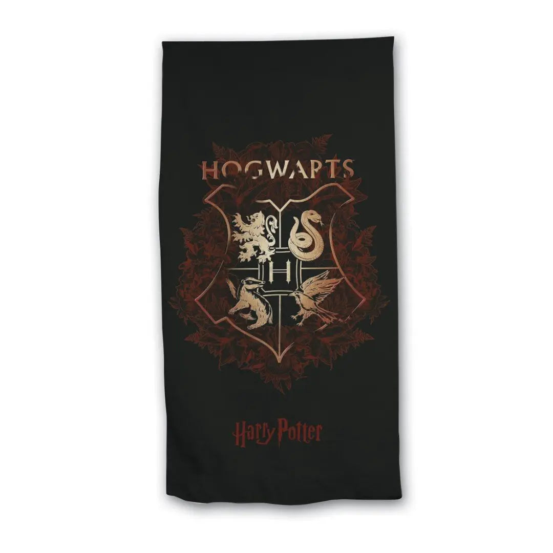 Serviette plage Hogwarts noire, microfibre 70×140 cm Harry Potter