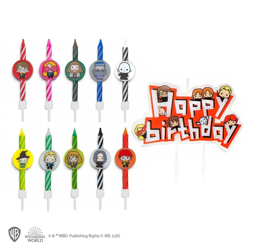Set 10 Bougies Anniversaire Kawaii Harry Potter + 1 Happy Birthday