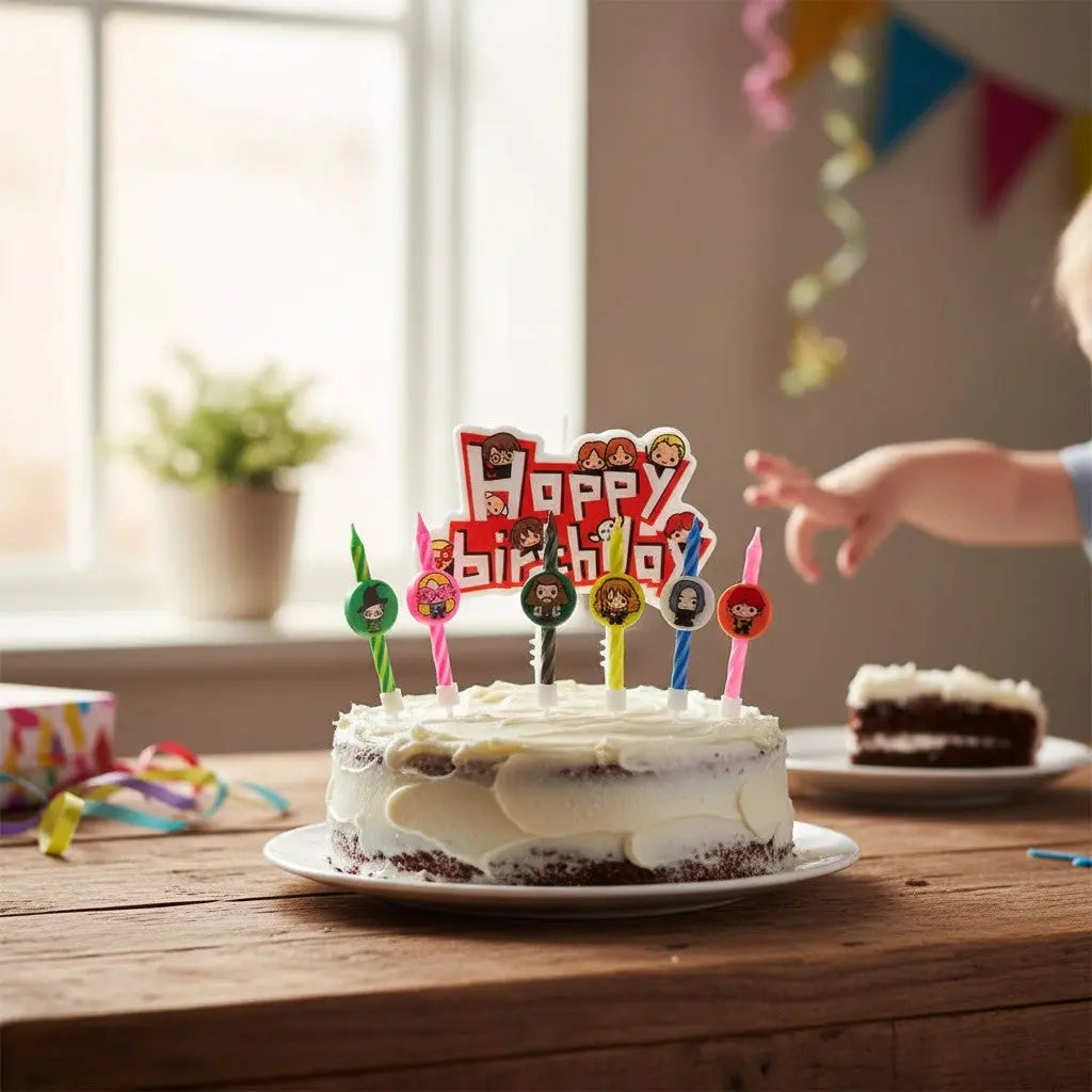 Set 10 Bougies Anniversaire Kawaii Harry Potter + 1 Happy Birthday