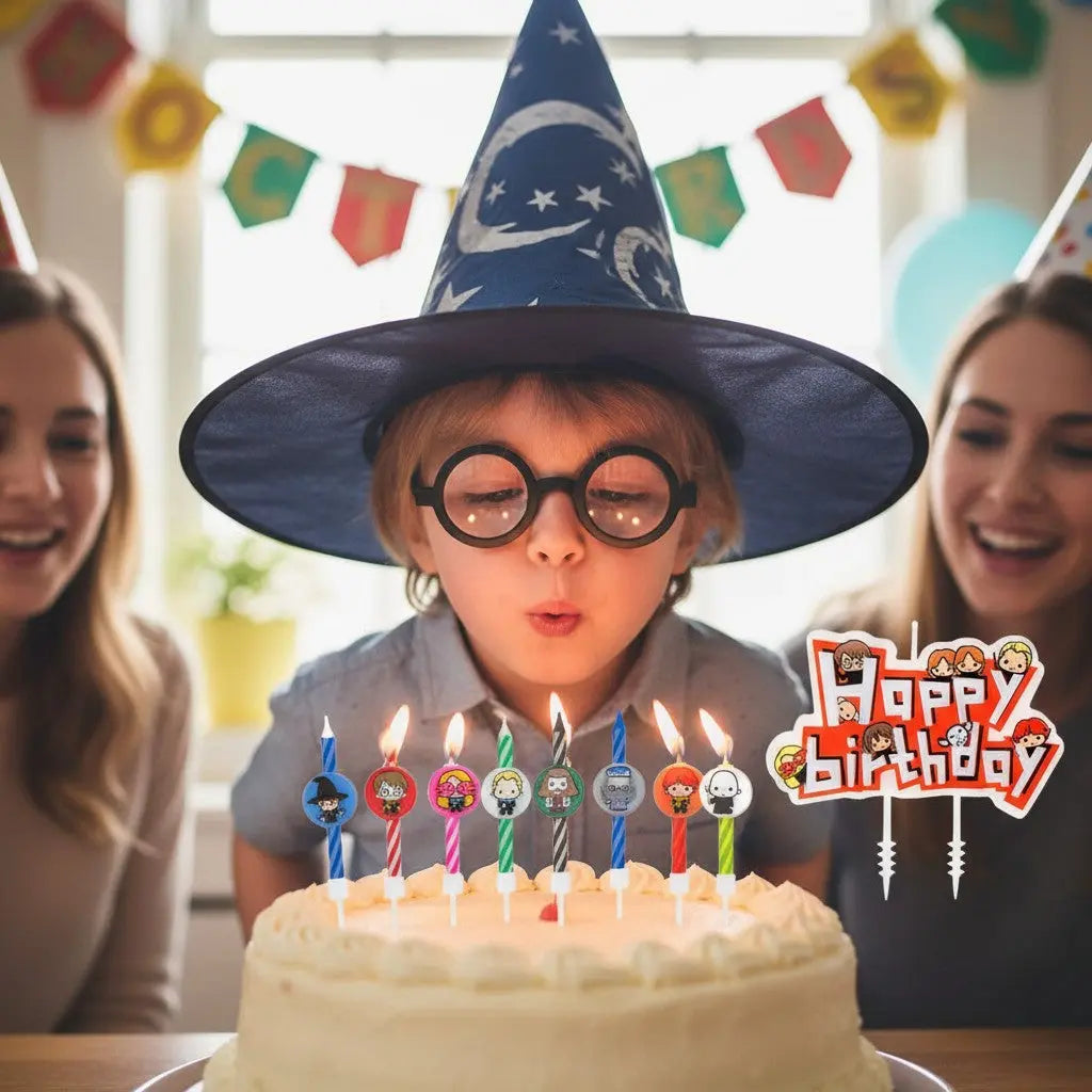 Set 10 Bougies Anniversaire Kawaii Harry Potter + 1 Happy Birthday
