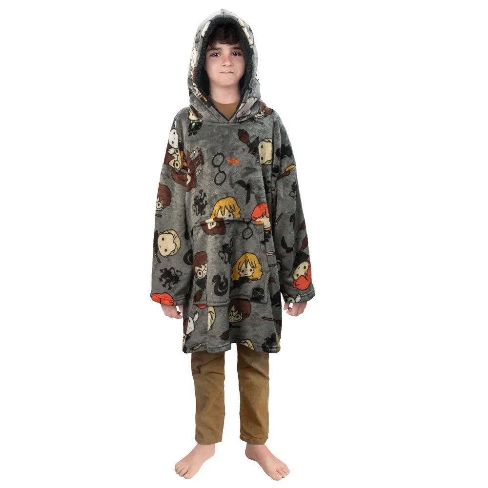 Sweat Plaid À Capuche Enfant Personnages Chibi Harry Potter Poudlard
