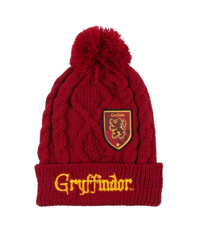 Bonnet Harry Potter Gryffondor à pompon avec écusson brodé