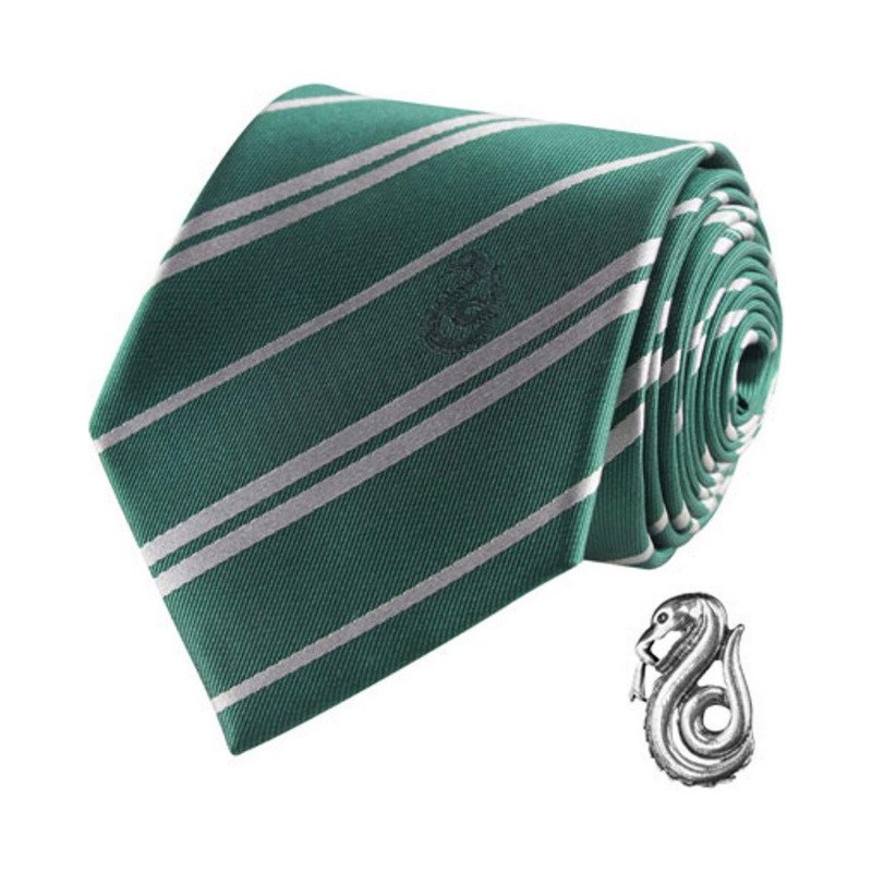 Cravate Harry Potter Serpentard Deluxe avec pin's en microfibre