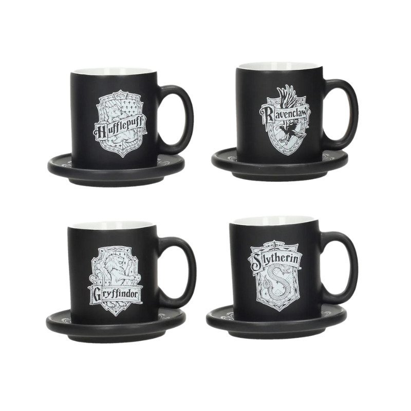 Set de 4 mugs espresso Harry Potter avec sous-tasses