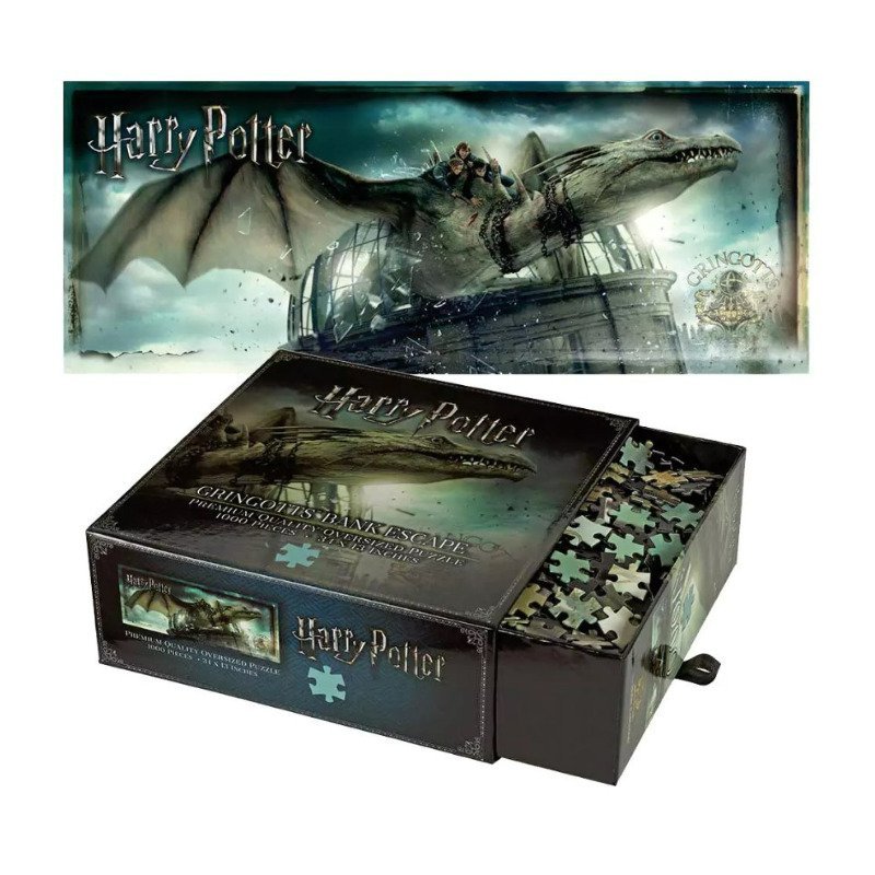 Puzzle Harry Potter 1000 pièces Évasion de Gringotts avec Harry, Ron et Hermione
